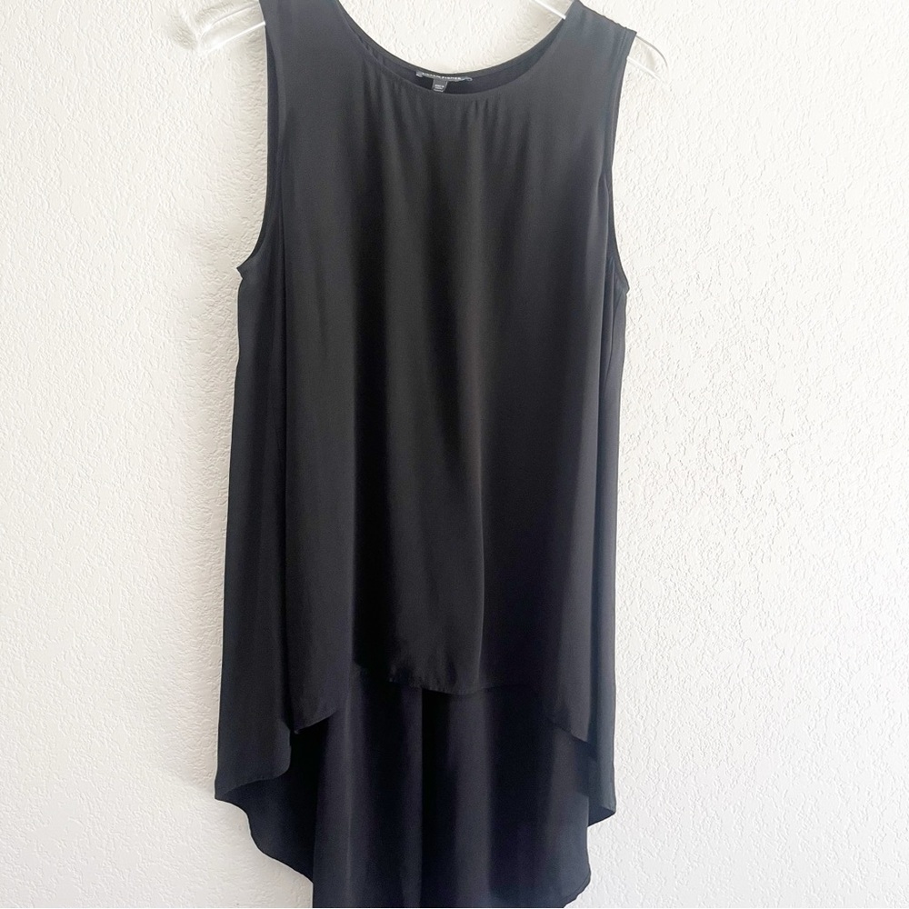 EILEEN FISHER 100% Silk Black Sleeveless High Low Tunic Style Dress Size Medium - Picture 2 of 9